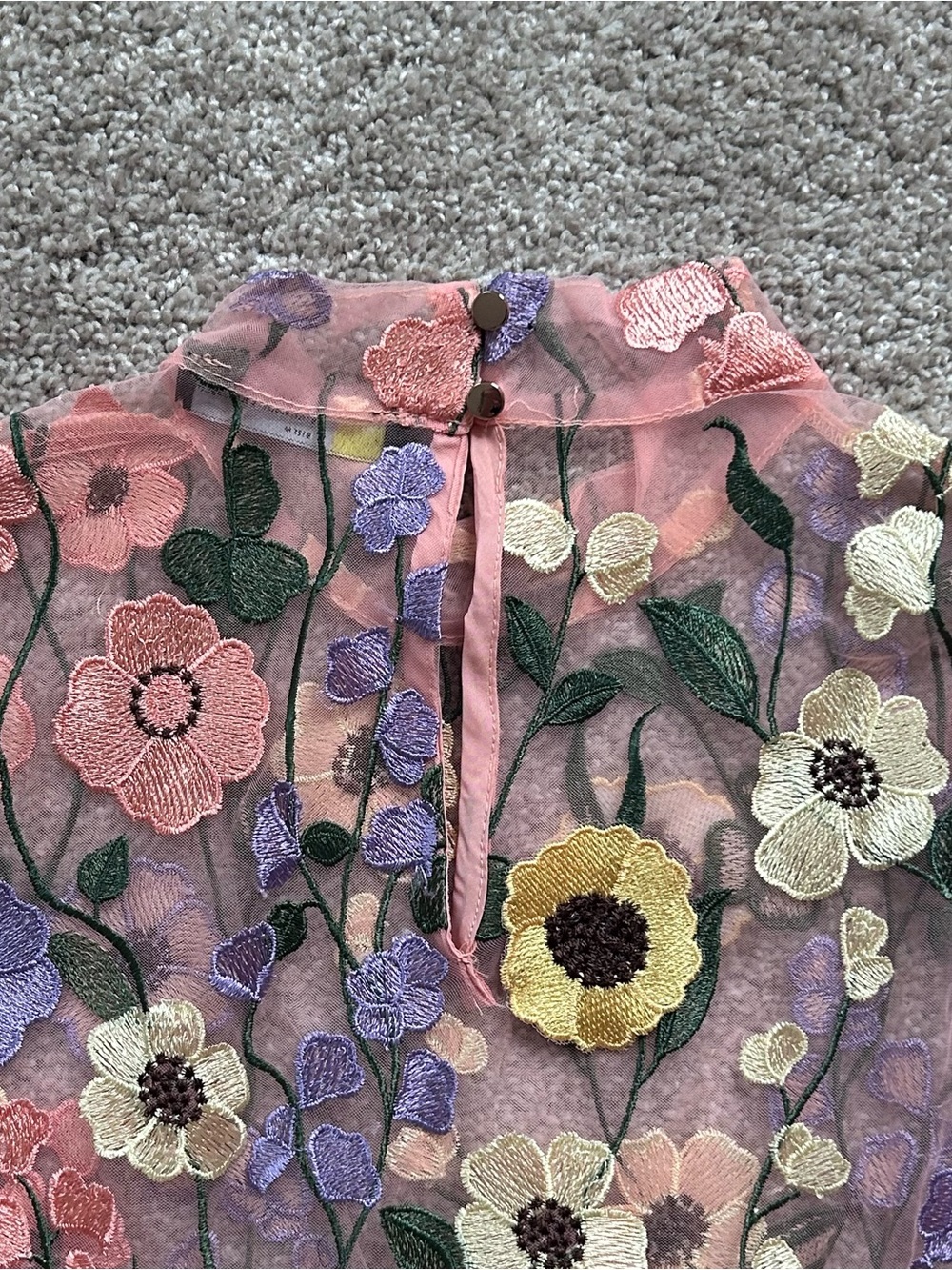 Finesse Floral Mesh Dress M Taylor Swift Inspired Grammy Look Embroidered Sheer - Picture 14 of 14